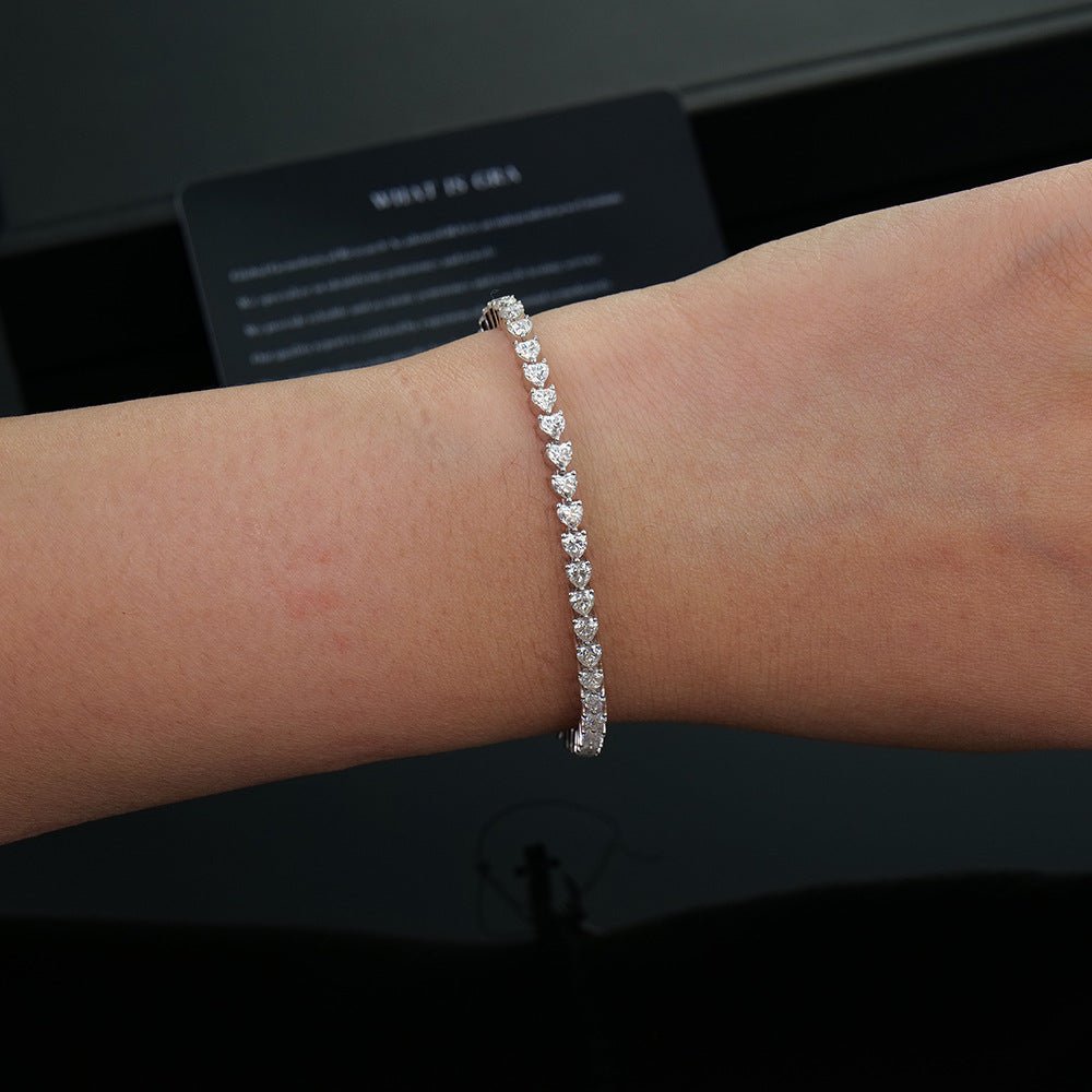 160 VANNICK Tennis Bracelet Heart Cut Moissanite 925 Sterling Silver 3mm 4mm - VANNICK