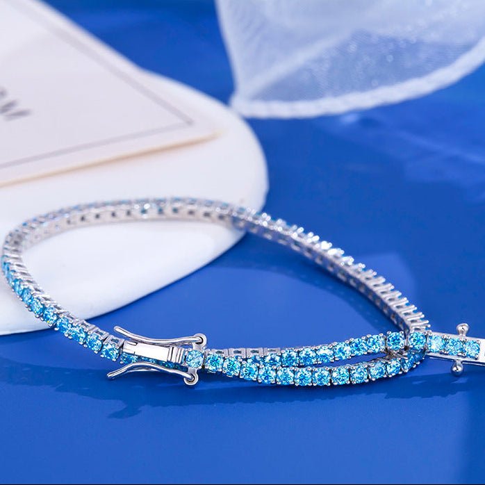 162 Ocean Blue Moissanite Tennis Bracelet | 925 Silver | VANNICK - VANNICK