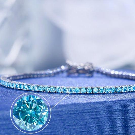 162 Ocean Blue Moissanite Tennis Bracelet | 925 Silver | VANNICK - VANNICK