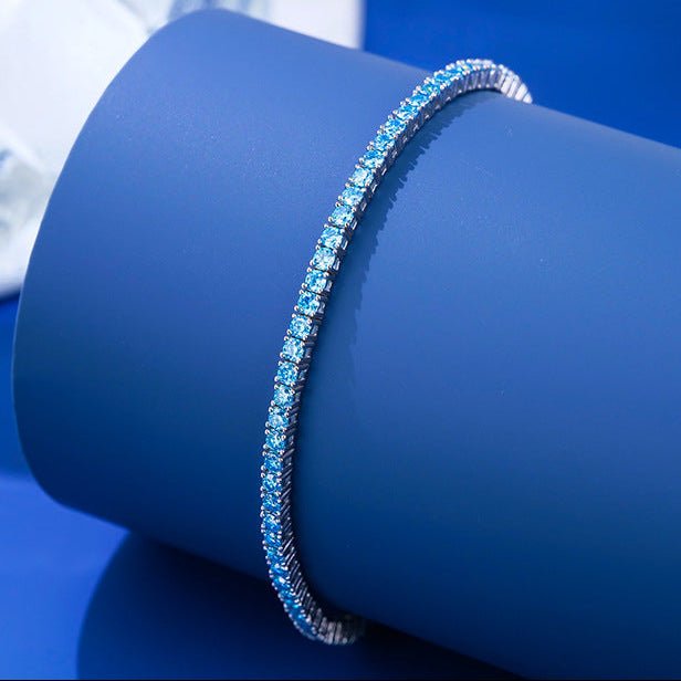 162 Ocean Blue Moissanite Tennis Bracelet | 925 Silver | VANNICK - VANNICK