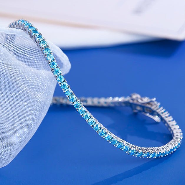162 Ocean Blue Moissanite Tennis Bracelet | 925 Silver | VANNICK - VANNICK