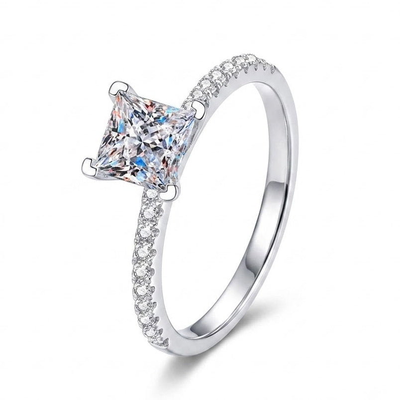 #23 Princess Cut Moissanite Engagement Ring – S925 Silver