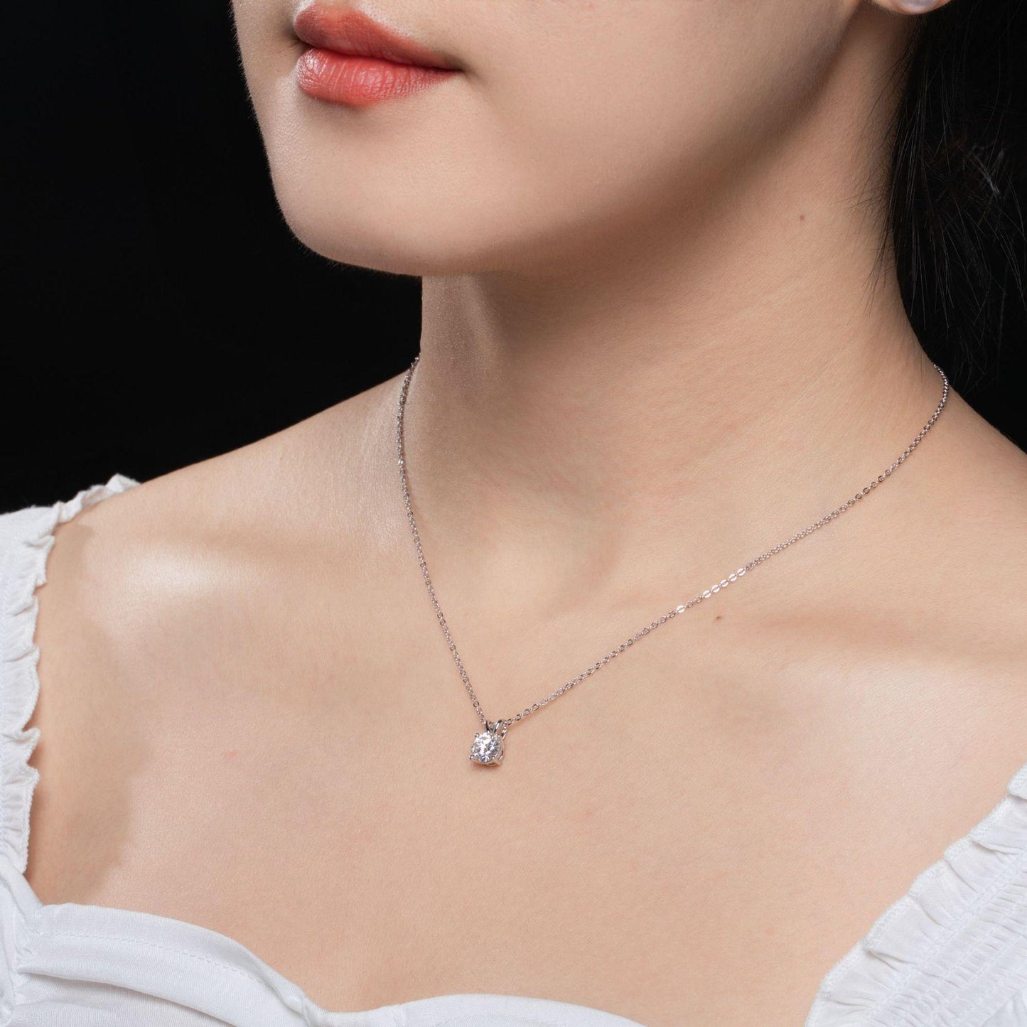 Classic Round Moissanite Solitaire Pendant Necklace#77