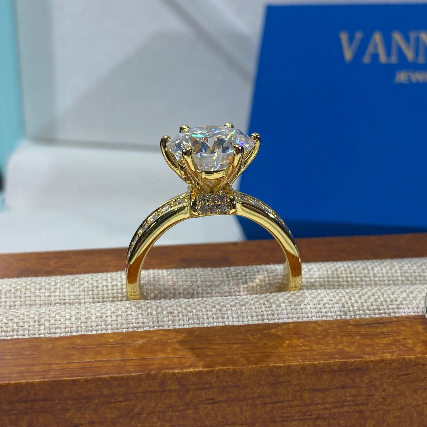 5ct Round Cut Moissanite Ring with Pave#105