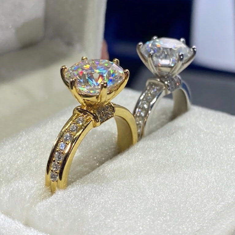 5ct Round Cut Moissanite Ring with Pave#105