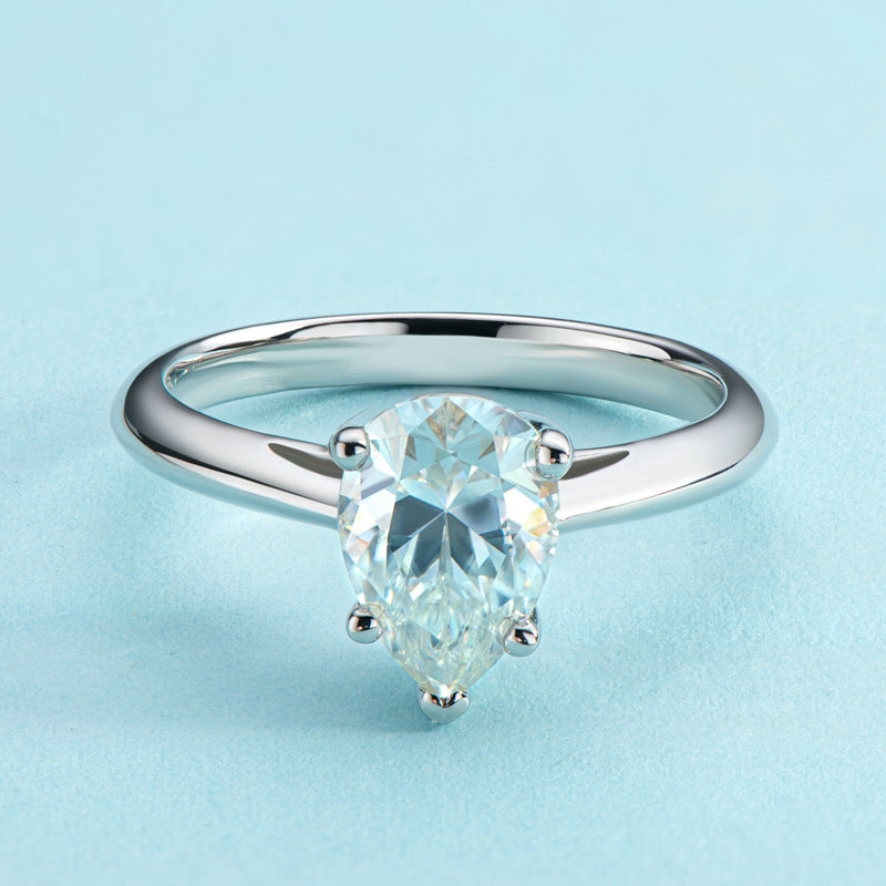 2ct Pear Moissanite Solitaire Engagement Ring