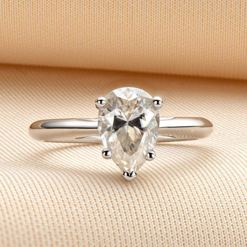 2ct Pear Moissanite Solitaire Engagement Ring