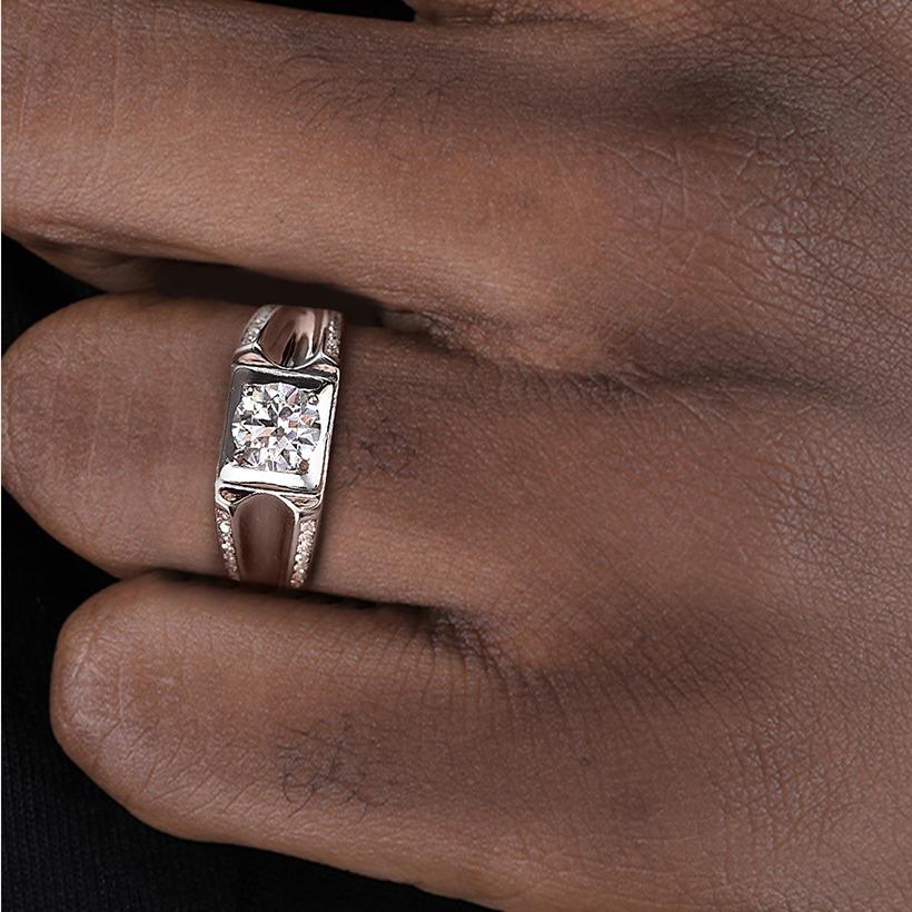 #M5 VNK 1CT Geometric Frame Moissanite Men’s Ring 925 Sterling Silver