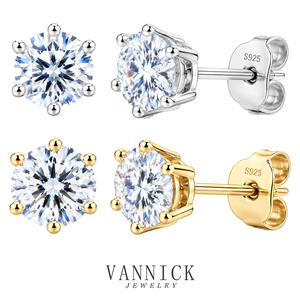 6Prong Moissanite Stud Earrings S925 Sterling Silver#01