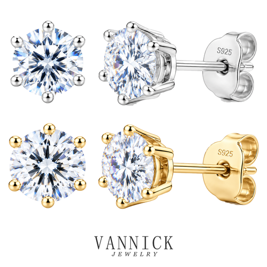 6Prong Moissanite Stud Earrings S925 Sterling Silver#01