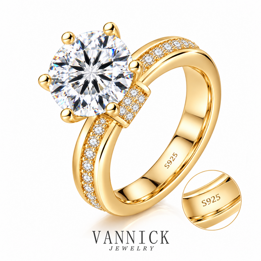 Round Cut Luxury Moissanite Ring with Pave#105