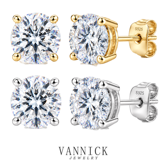 4-Prong Classic Color Moissanite Stud Earrings#02