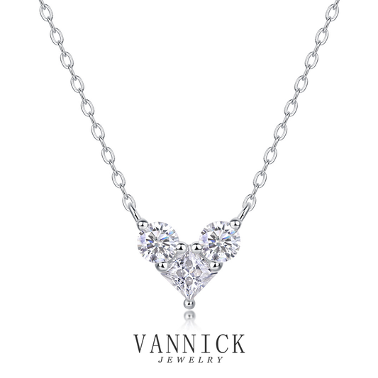 Geometric Heart Moissanite Pendant Necklace#177