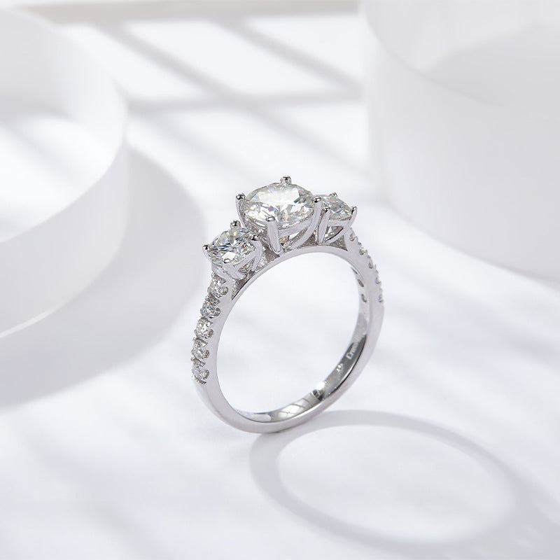 3-stone Moissanite Engagement Ring