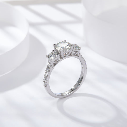 3-stone Moissanite Engagement Ring