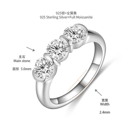 3 Stone Moissanite Stacking Ring Band