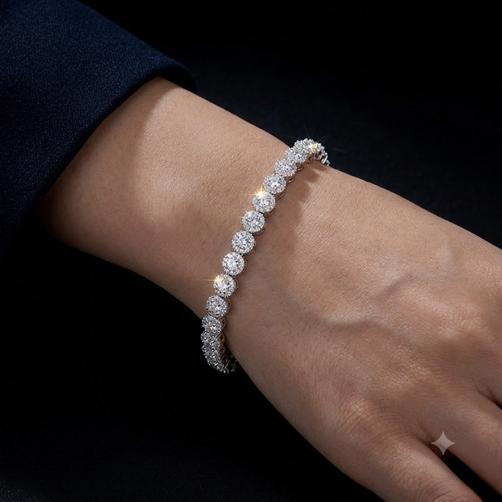 #161 VANNICK 5mm Cluster Moissanite Tennis Bracelet 925 Sterling Silver Halo Bracelet
