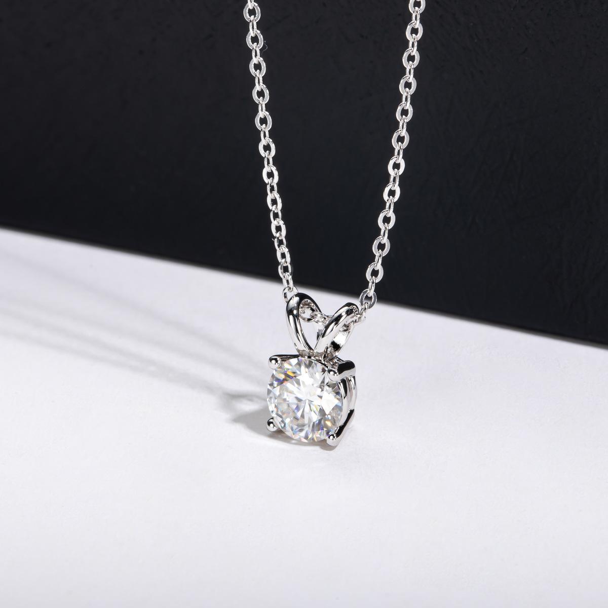 Classic Round Moissanite Solitaire Pendant Necklace#77