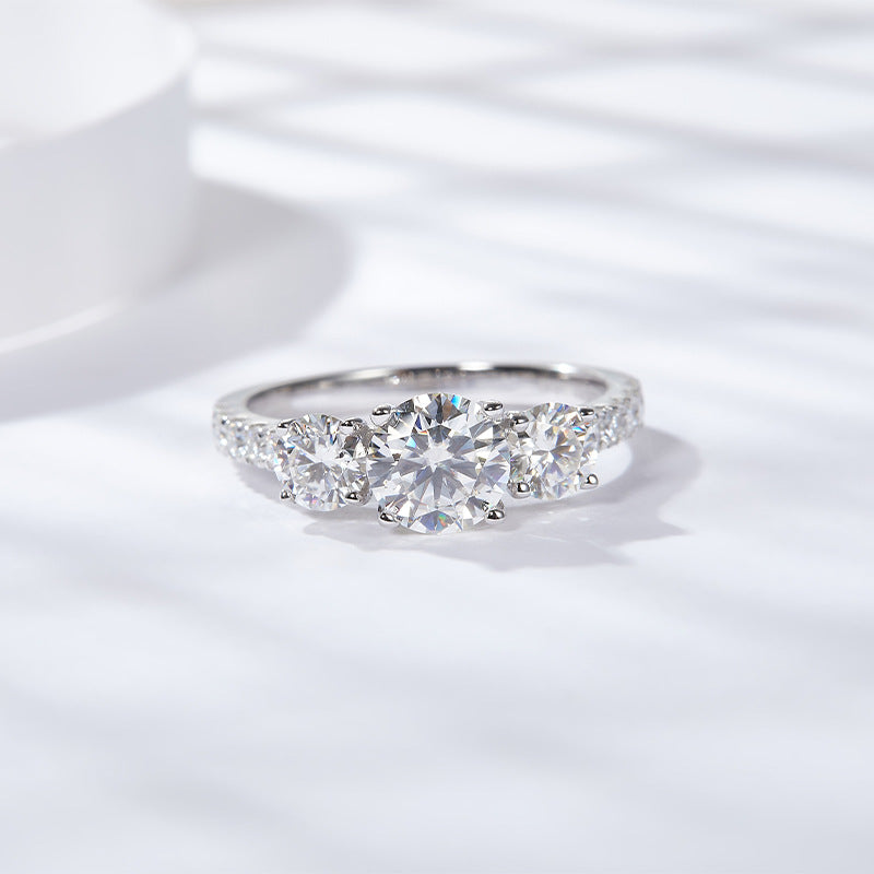 3-stone Moissanite Engagement Ring