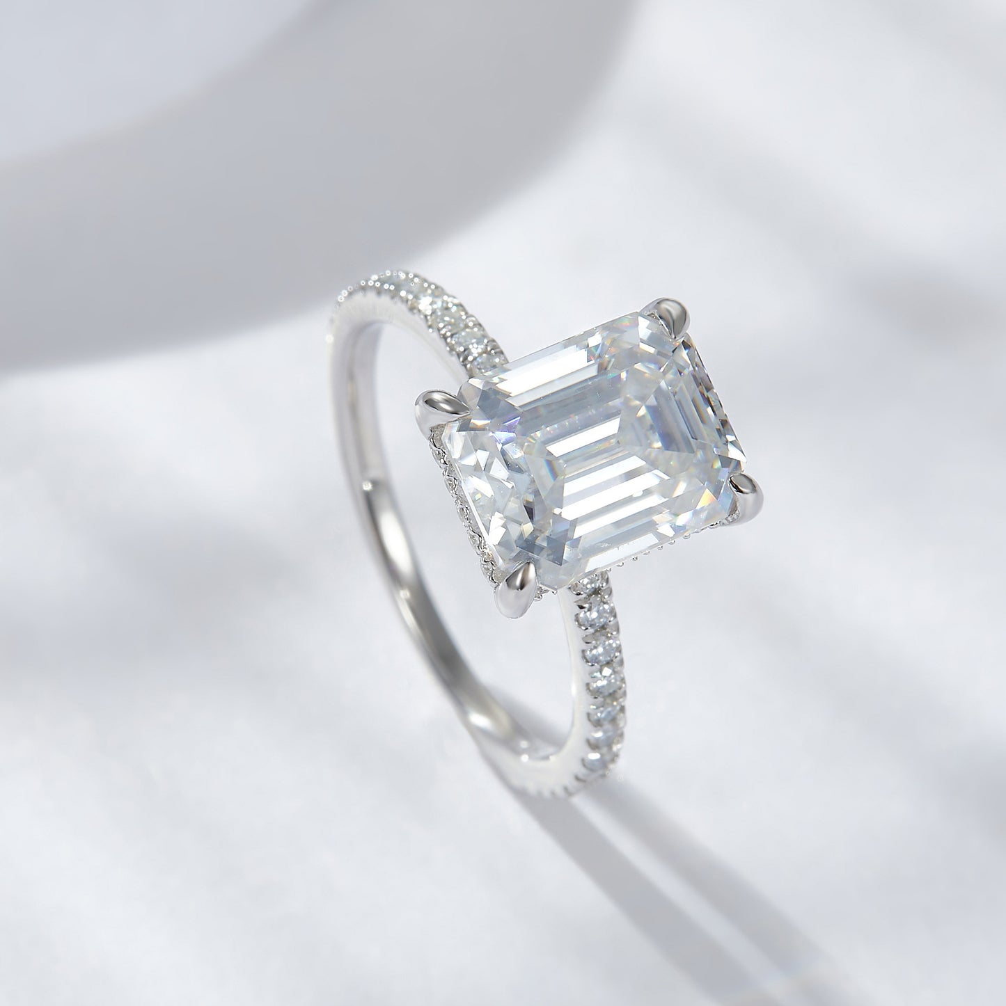 4ct Emerald Moissanite Engagement Ring