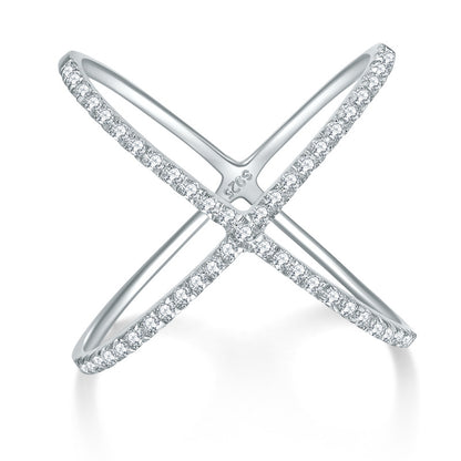 X Cross Full Moissanite Stacking Ring