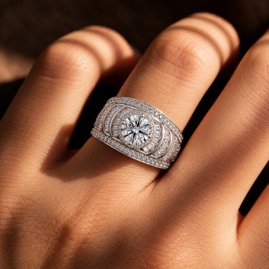 Royal Blue Moissanite Statement Cocktail Ring#178