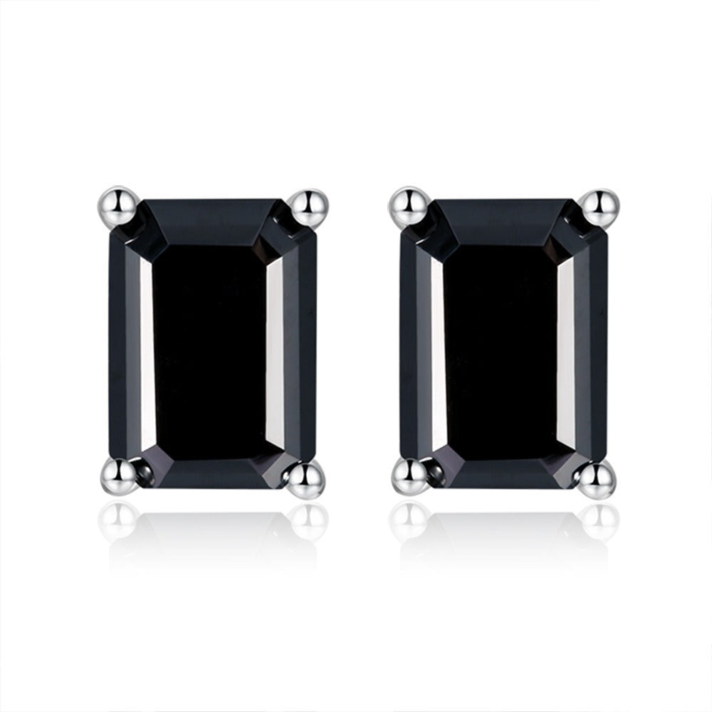Color Emerald Cut Moissanite Stud Earrings#15