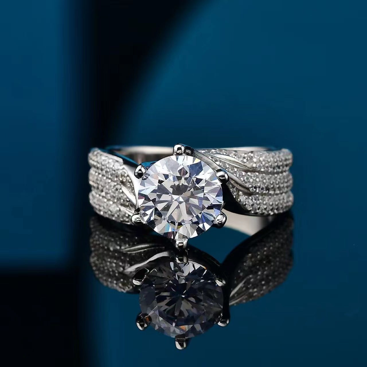 #147 VNK 3CT/5CT Twisted Wide Moissanite Engagement Ring - 925 Silver