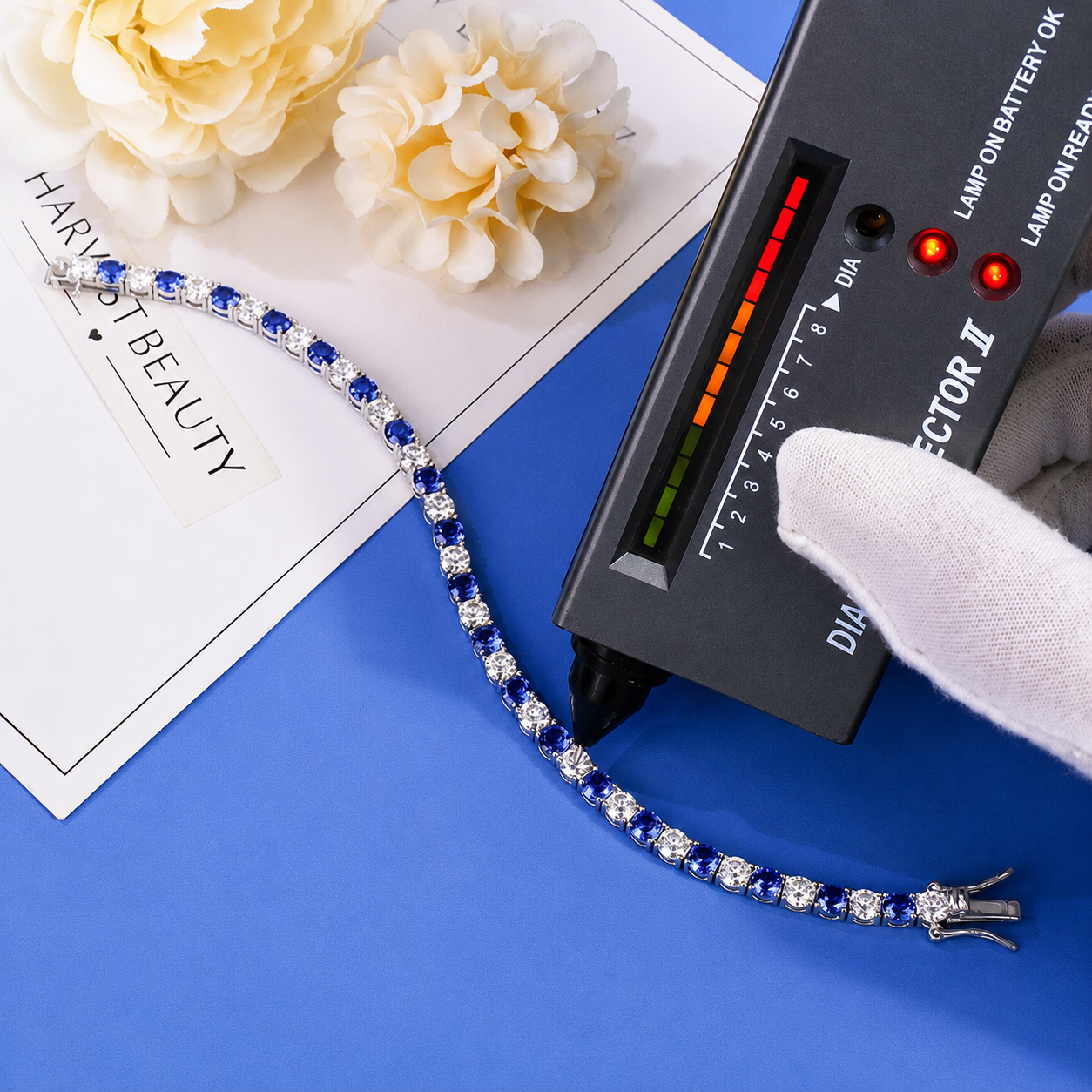 #156 VANNICK Blue Sapphire & Moissanite Alternating Tennis Bracelet