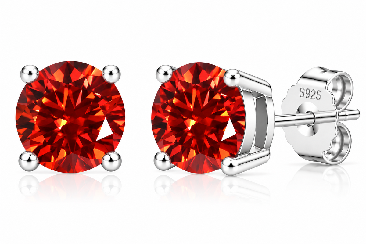 4-Prong Classic Color Moissanite Stud Earrings#02