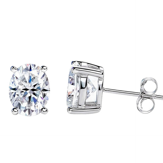 #13 VANNICK Oval Cut Moissanite Stud Earrings – 0.5ct/1ct/2ct Options,925 Sterling Silver Jewelry