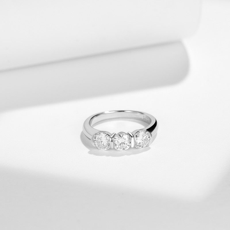 3 Stone Moissanite Stacking Ring Band