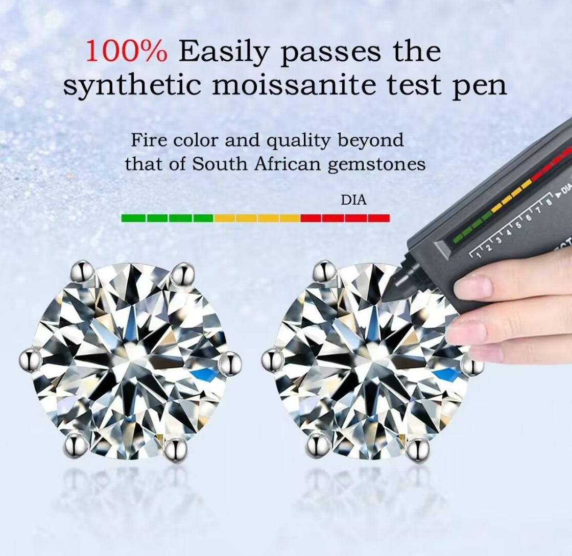 #01 Six-Prong Moissanite Stud Earrings S925 Sterling Silver