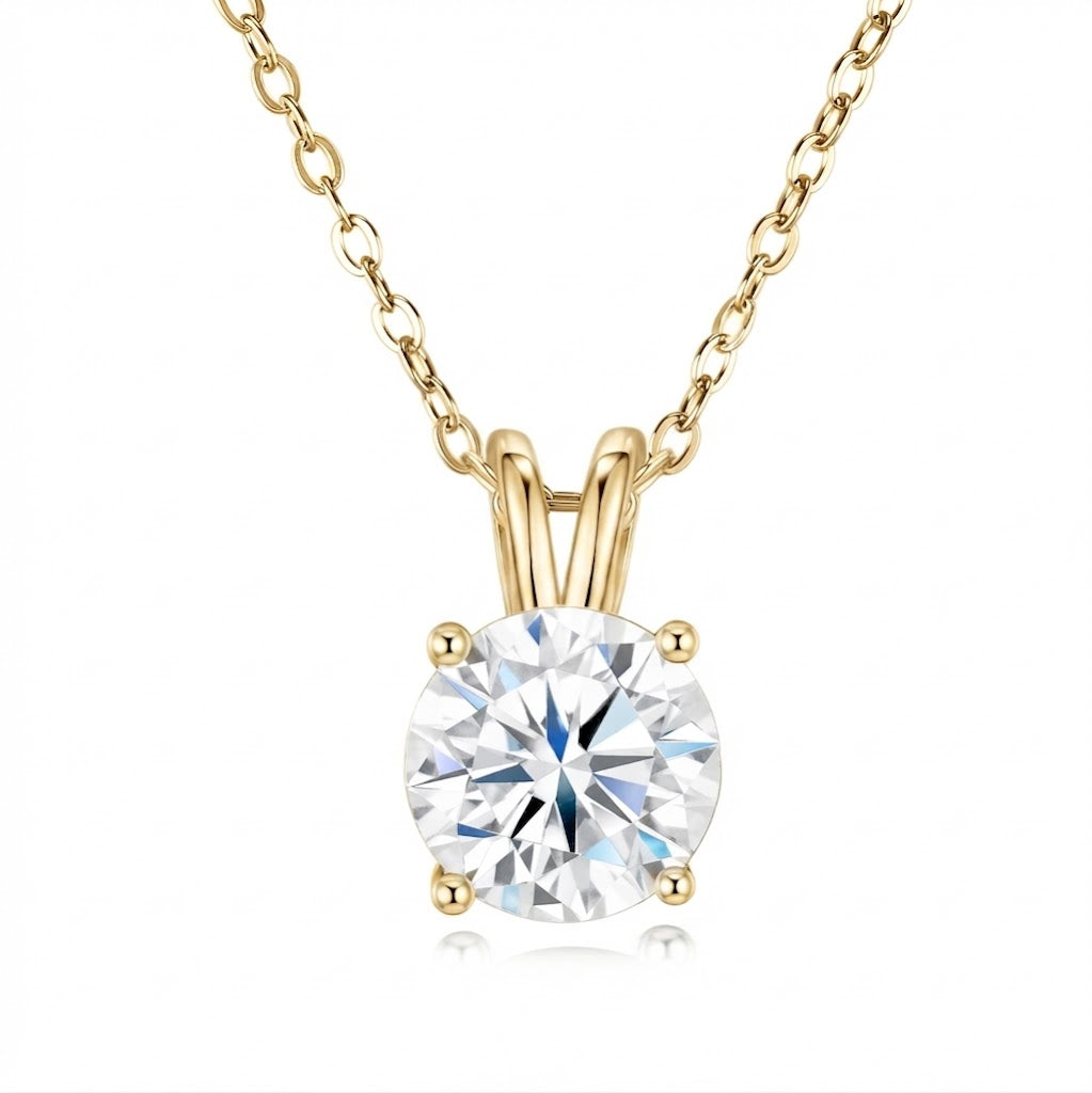 Classic Round Moissanite Solitaire Pendant Necklace#77