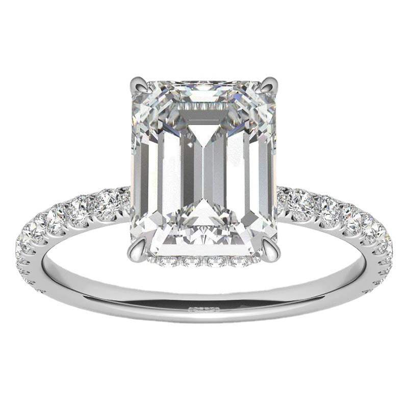 4ct Emerald Moissanite Engagement Ring