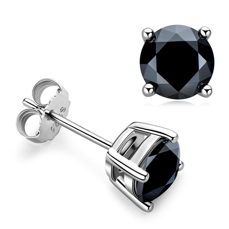 4-Prong Classic Color Moissanite Stud Earrings#02