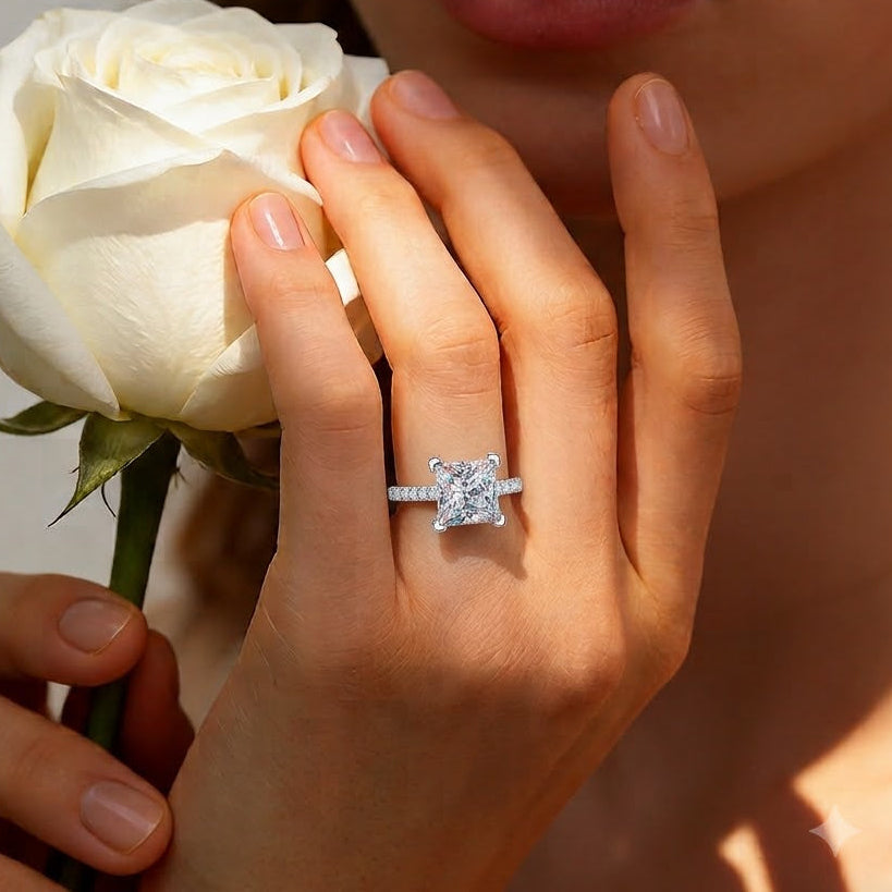 #23 Princess Cut Moissanite Engagement Ring – S925 Silver