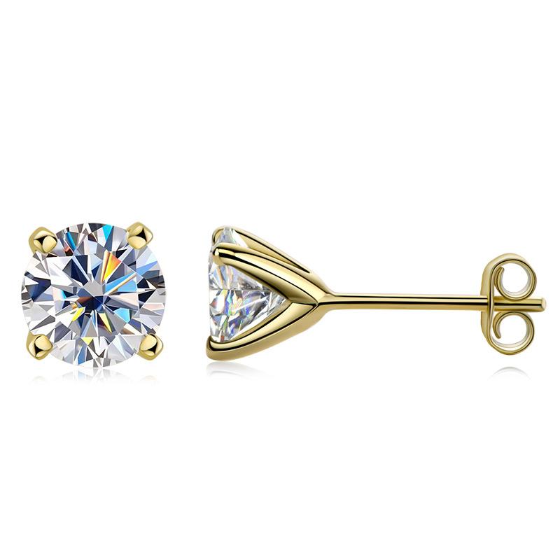 #35 VANNICK Classic Solitaire Round Moissanite Stud Earrings – 925 Sterling Silver