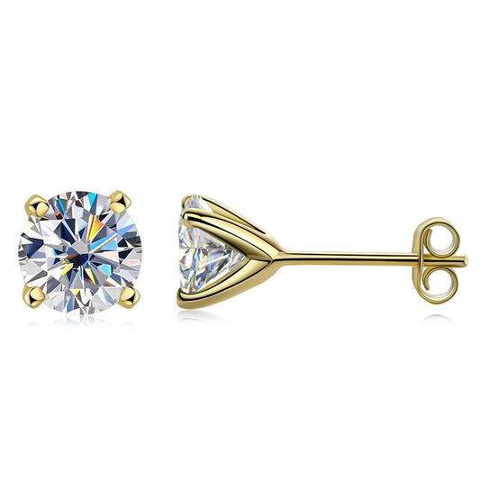 #35 VANNICK Classic Solitaire Round Moissanite Stud Earrings – 925 Sterling Silver