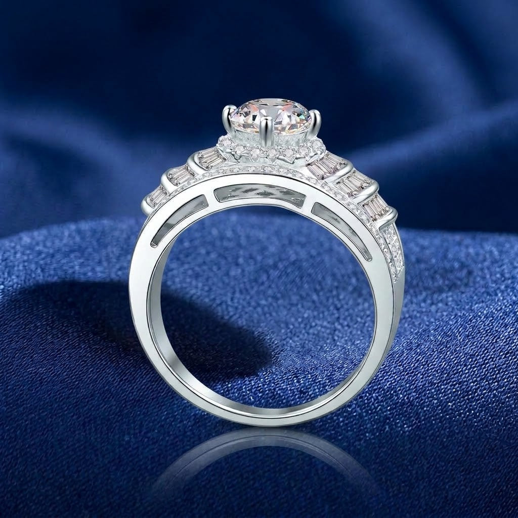 Royal Blue Moissanite Statement Cocktail Ring#178