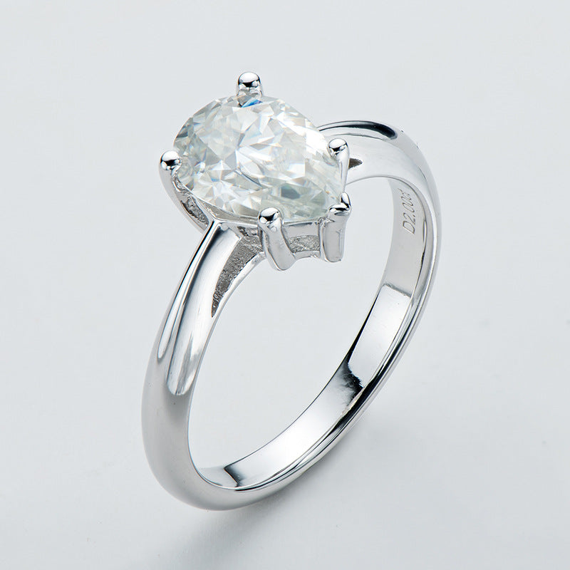 2ct Pear Moissanite Solitaire Engagement Ring