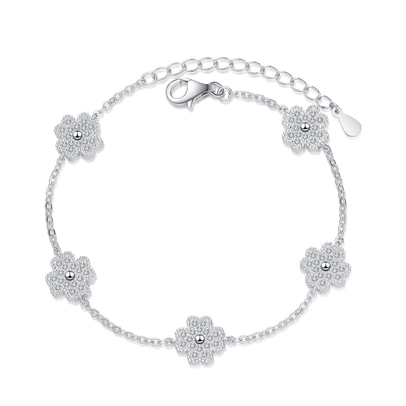 Clover Moissanite Diamond Women Bracelet