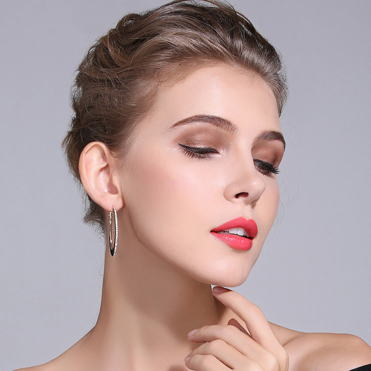 Slim Hoop Earrings Moissanite Jewelry