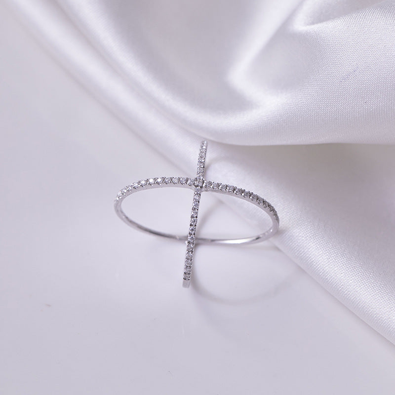 X Cross Full Moissanite Stacking Ring