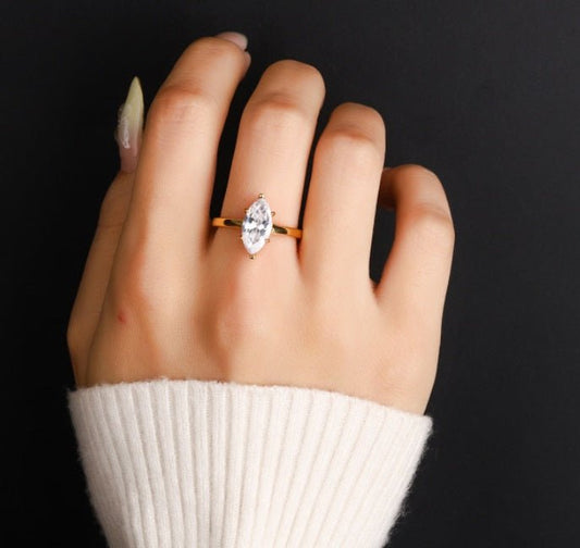 94 VNK Marquise Moissanite Solitaire Ring – 925 Sterling Silver Engagement Rings - VANNICK