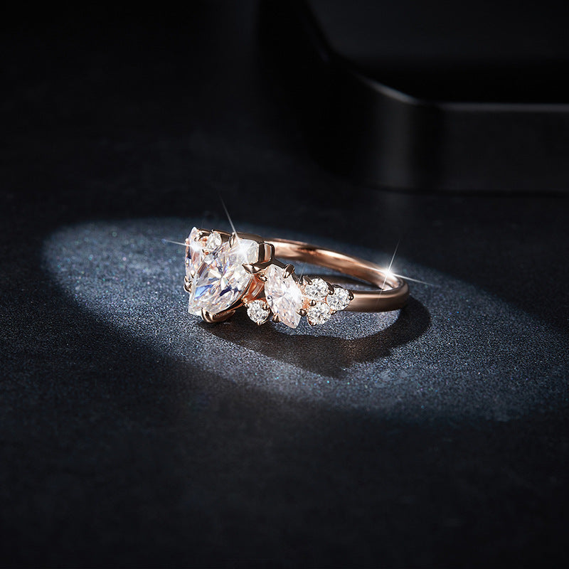 Irregular Marquise Moissanite Ring