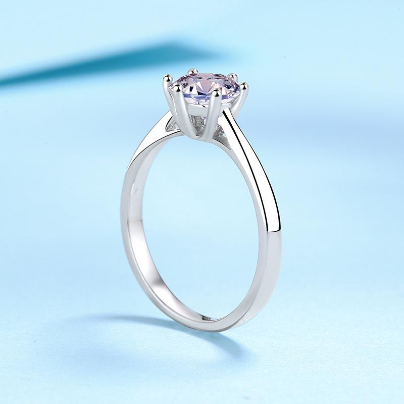 #10 6 Claw Moissanite Solitaire Rings 925 Sterling Silver Jewelry