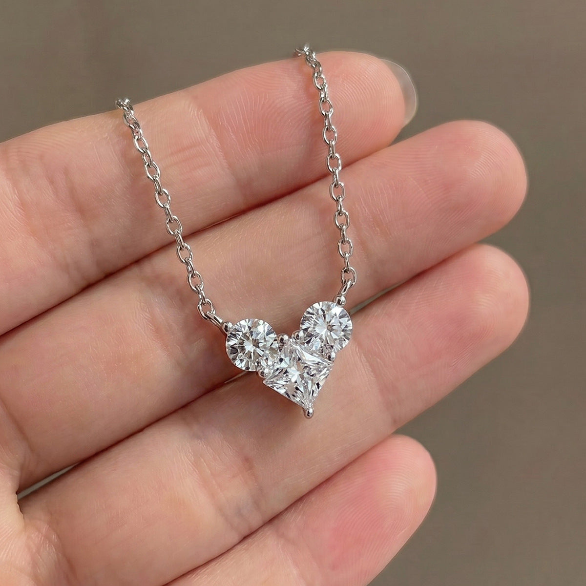 Geometric Heart Moissanite Pendant Necklace#177