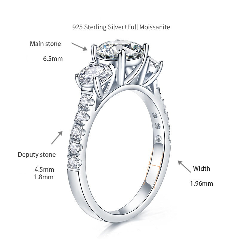 3-stone Moissanite Engagement Ring