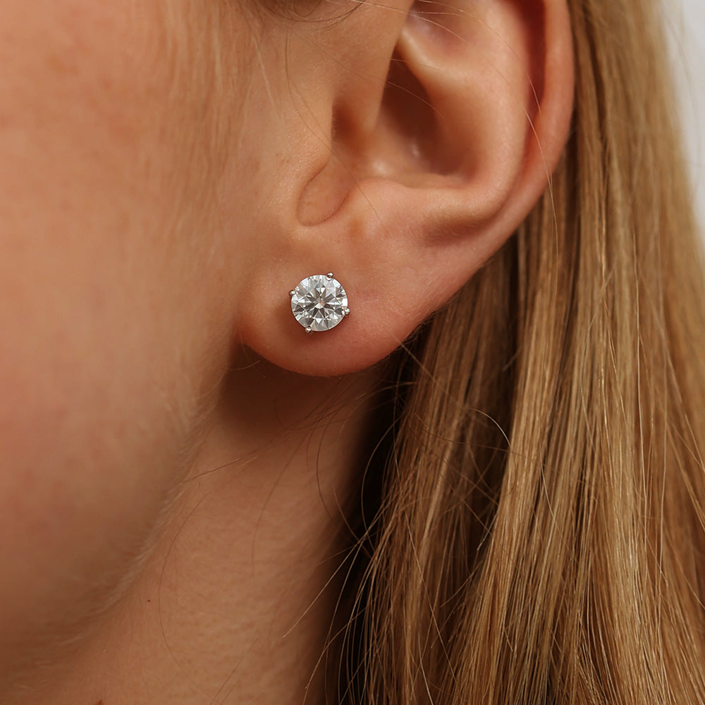 4-Prong Classic Moissanite Stud Earrings#02